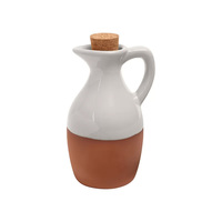 Bouteille Distributrice d'Huile en Terre Cuite Émaillée avec Bec Verseur, Distributeur d'Huile d'Olive en Terre Cuite Opaque, Cruet en Argile pour la Cuisine