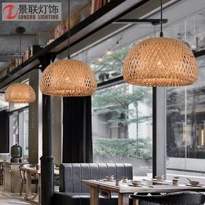Bamboo Pendant <b>Light</b> Round Led Single Head For Living Room <b>Dining</b> Room Hotel Guesthouse - Product Image 2