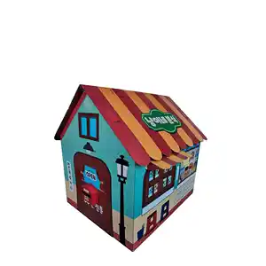 DIY Kids Cardboard House Creative Animal Pattern Submarine Shape Decorate And Personalize 3D Painting Display Rack Shelf