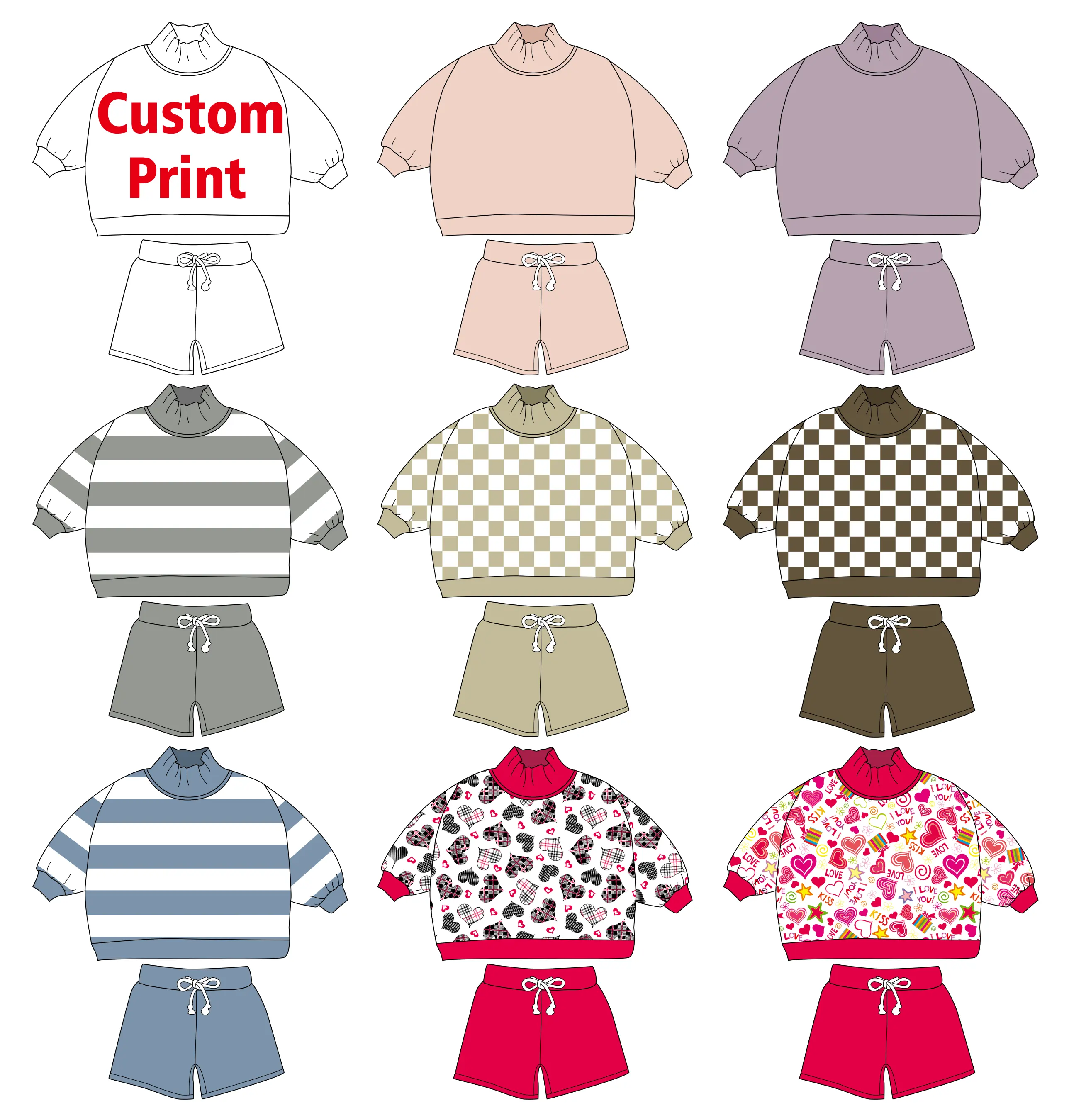 Valentine's Day Custom Baby Clothing Set Kids Clothing Bamboo Outfits Baby 2PCS Set Wholesale