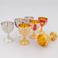Verres à vin de luxe incassables de 50 ml en gros, gobelets multicolores en métal cuivré doré, coupes à vin en métal doré