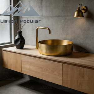 Ensemble de lavabo de salle de bain Wayon Luxury en or brossé, évier rond et robinet en acier inoxydable - Product Image 2