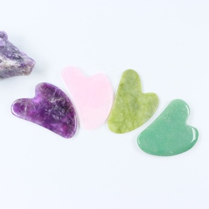 Biểu tượng tùy chỉnh màu trắng ngọc bích nephrite màu xanh đậm Obsidian mặt cơ thể công cụ massage gua SHA đá - Product Image 5