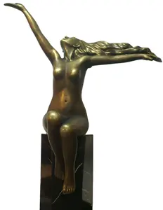 custom antique bronze color nude woman statue, resin nake lady sculpture