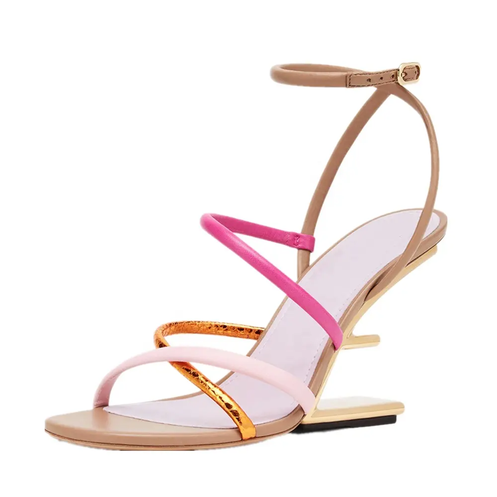 2022 summer hot selling European and American special-shaped metal high heels open toe fashion women's sandals platform heels