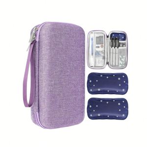 Étui de voyage isotherme portable pour insuline, violet, en EVA, avec kit médical étanche en polyester et 2 blocs réfrigérants (Lettre) - Product Image 1