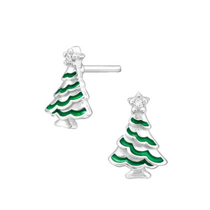 Orecchini a perno a forma di albero di Natale da donna, graziosi gioielli natalizi alla moda - Product Image 1