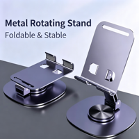 Support de téléphone et tablette en métal multifonctionnel, rotatif, relevable, pliable, support de bureau pour diffusion en direct, support universel OEM