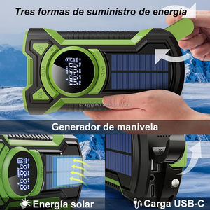 Radio AM/FM portable rechargeable d'urgence, solaire, <span class=keywords><strong>à</strong></span> <span class=keywords><strong>manivelle</strong></span>, <span class=keywords><strong>chargeur</strong></span> de téléphone <span class=keywords><strong>USB</strong></span>, 5000 mAh, haut-parleur sans fil, radio numérique - Product Image 2