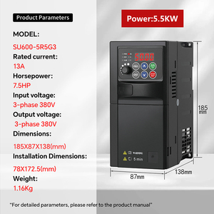 Vente chaude 380V 3.7KW 5HP 5.5KW 7.5HP 50/60Hz convertisseur de pilote de fréquence variable (VFD) pour compresseurs de moteur à courant alternatif - Product Image 6