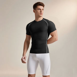 Ropa básica de alta calidad para hombre, camiseta de entrenamiento de talla grande, camiseta de compresión de alto estiramiento, ropa de entrenamiento, camiseta para hombre - Product Image 3
