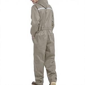 Custom Logo High Quality Solid Color Unisex Work Coverall Mechanic Hooded <b>Overall</b> Workwear Jumpsuits Hi Viz Zipper Anti Fire - Product Image 6