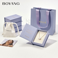 Boyang Boîtes à Bijoux et d'Emballage Personnalisées en Papier Recyclable Style Livre avec Logo Imprimé pour Bagues, Boucles d'Oreilles et Colliers, avec Pochette