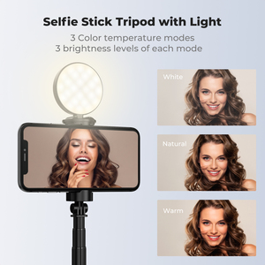 Trípode Selfie Stick de Aleación de Aluminio K&F Concept X96 de 1.75m con Control Remoto Bluetooth Recargable y Luz de Relleno - Product Image 3