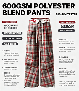 Celana Paratrooper Pria Poliester Gaya Wasteland Bermotif Kotak-kotak Distressed Desain Lipit Longgar Kasual <span class=keywords><strong>Streetwear</strong></span> - Product Image 2