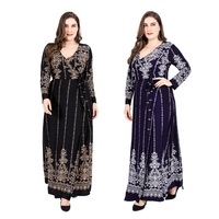Nouvelle arrivée Robe d'été tissée grise à fleurs grande taille à col rond