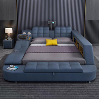 Intelligentes Schlafzimmermöbel Stoff-Tatami-Bett Doppelbett mit Stauraum Massagebett Leder Multifunktionsbett Kingsize