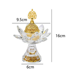 Soporte de incienso de vidrio con cubierta de cristal Decoración de fiesta de <span class=keywords><strong>Oriente</strong></span> Medio Estufa de aroma de carbón Juego de quemador Mabkhara dorado de <span class=keywords><strong>Oriente</strong></span> Medio - Product Image 5