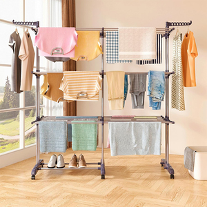 Tendedero Plegable de Alta Calidad de 4 Niveles con Ruedas, Diseño Multifuncional Plegable, para Baño, Sala de Estar, Secado de Ropa de Cama - Product Image 2