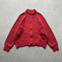 OEM Maßgeschneiderter Flanell-Sweater mit Reißverschluss, Atmungsaktiv, Geripptes Vintage-Design, Street Hip-Hop-Stil, 100% Baumwolle, Herrenmodell