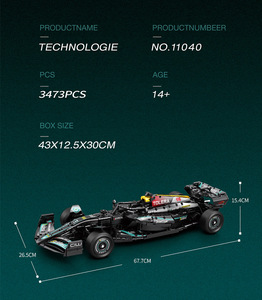 Bloques de Construcción de Auto de Carreras F1 Reobrix 11040, 3473 Piezas, Escala <span class=keywords><strong>1</strong></span>:8, Modelo F1 con Mecanismo de Dirección y Alerón Elevador - Product Image 6
