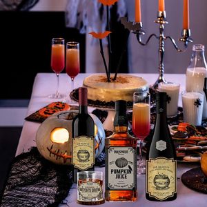 Etiquetas para Botellas de <span class=keywords><strong>Vino</strong></span> con Diseños de Vampiro, Zombi, Sangre, Boticario, <span class=keywords><strong>Veneno</strong></span>, Calabaza, Araña y Jugo, Duraderas, Impermeables, Ecológicas y Reutilizables - Product Image 2