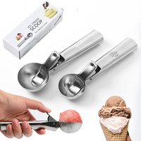 Cuillère à glace en métal de style basique personnalisé, cuillère à fruits, ustensile de cuisine domestique, cuillère à glace en acier inoxydable avec déclencheur