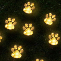 Lampes solaires LED de Noël pour l'extérieur, lumière blanc chaud, à commande par bouton, en forme de patte de chien ou de chat, lampe lumineuse en forme de griffe d'animal, décoration en plastique