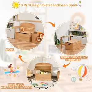 Meubles pour enfants, table d'activités en bois, banc, <span class=keywords><strong>coffre</strong></span> à jouets, 60 x 34 x 57 cm, groupe de sièges, espace de rangement, chaise pour enfant - Product Image 3
