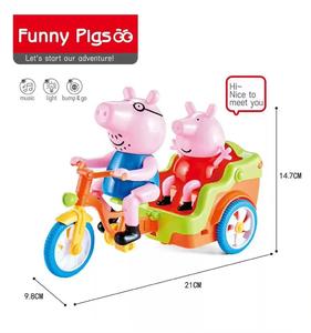 Nuovo Triciclo Elettrico <span class=keywords><strong>Peppa</strong></span> Pig con Musica e Luci, Auto Giocattolo a Forma di Maialino per Bambini e Papà - Product Image 4