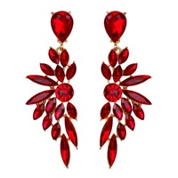 Pendientes Largos de Cristal con Diseño Geométrico Exagerado, con Pedrería, Chapados en Oro de 18K, Aleación de Zinc, para Baile de Graduación o Boda