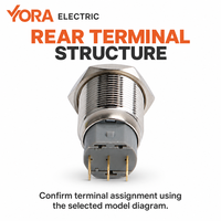 Saklar Tombol Tekan Logam Stainless Steel YORA YLMC, Saklar Taktil Momentary, Saklar Tombol Tekan On/Off untuk Panel Saklar Kontrol