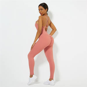 HEXIN New Listing Sexy Kreuz Schnürung Low Back Scrunch Butt Fitness Sport Frauen One Piece Yoga Jumps uit - Product Image 3
