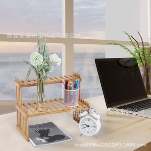Wooden <b>Desktop</b> <b>Shelf</b> 3 Tier Storage Rack Office Organizer Rectangle Standing Type For Miscellaneous Items - Product Image 3