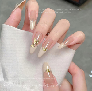 Breloques 3D en métal pour ongles, papillons dorés et argentés, accessoires de décoration pour nail art, design de manucure DIY, vente en gros en vrac - Product Image 2