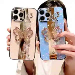 Diamond Mobile Phone Case For Iphone 14 13 Mini Pro Max iphone 12 11 Women Luxury Phone Cover With Butterfly Stand