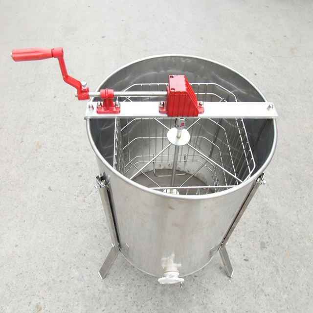 4 Frame Manual Honey Spinner | Stainless Steel Beekeeping Centrifuge 304 | Durable Honeycomb Separator for Professional Apiary