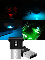 Lampe de nuit LED RVB 7 couleurs pour décoration de voiture Mini USB portable pour ordinateur Plug and Play Atmosphère d'ambiance