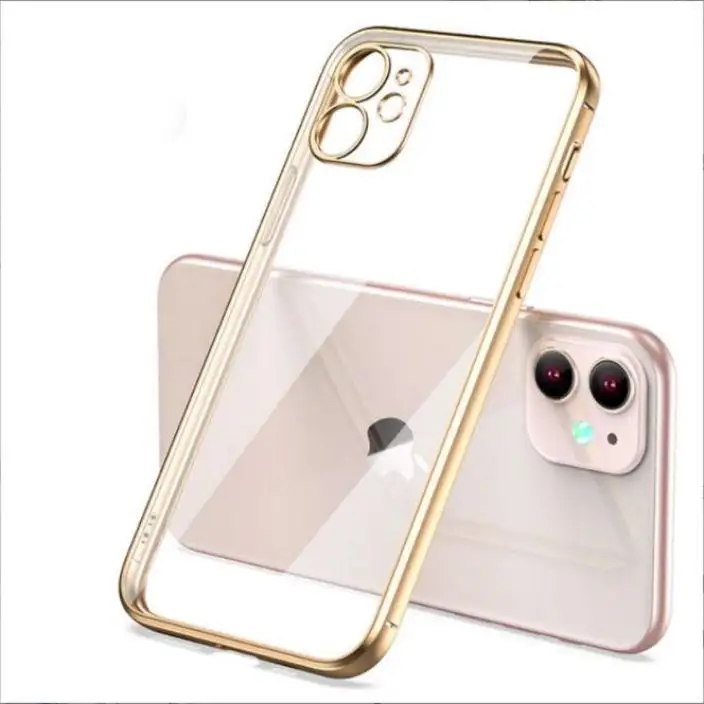 Mobile Cover Supplier Clear Electroplated TPU Mobilephone Phone Case for iPhone 11 Pro Max XS XR X 9 8 Plus 7 SE 6s