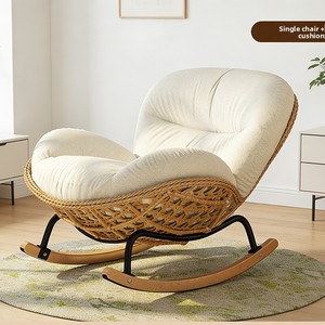 Fauteuil à bascule nordique en métal pour balcon, chaise longue de loisirs pour adulte, canapé individuel pour salon, sans assemblage - Product Image 3