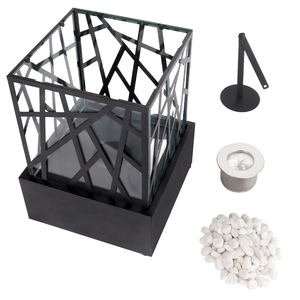 Camino portatile quadrato in vetro da tavolo a bioetanolo camino da tavolo a bioetanolo durevole piccolo camino con pietre bianche - Product Image 4