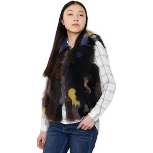 New Arrival Fully Lined Short Style Women Autumn Winter Mixed Color Real Fox Fur Vest