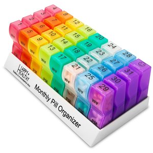 Organisateur de pilules mensuel 2 fois par jour, boîte à pilules 31 jours <span class=keywords><strong>AM</strong></span> <span class=keywords><strong>PM</strong></span>, porte-médicaments compact de voyage pour vitamines et compléments - Product Image 1