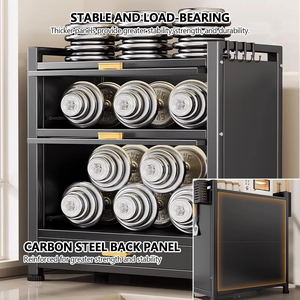 Meuble de rangement multifonctionnel pour comptoir de cuisine avec tiroirs, égouttoir à vaisselle double porte anti-poussière pour la maison - Product Image 6