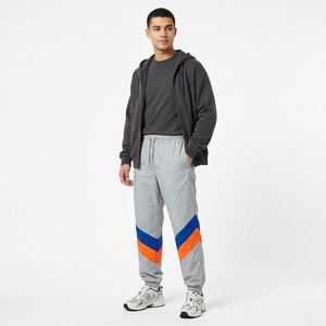 <b>Men</b> Color Block Windbreaker <b>Trouser</b> <b>Elastic</b> <b>Waist</b> Drawstring Casual Joggers Gray Blue Orange Stripe Knitted Midweight Autumn - Product Image 1