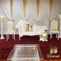 Rideaux croisés de couleur populaire rideau de scène de toile de fond de mur de mariage à Double couche avec cadre de support pour les décorations de fête d'événement