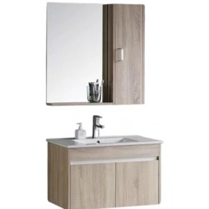 Modern Natural Wood Bathroom Vanity with Smart Mirror White Ceramic One-Piece Basin Minimalist <b>Floating</b> Design for Hospital Use - Product Image 6