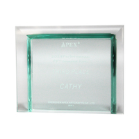Placa de Acrílico Transparente Personalizada con Borde Verde, Trofeo Grabado para Reconocimiento Corporativo