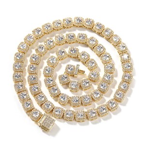 UWIN Collana Tennis Placcata Oro di Lusso, Bracciale Bling con Zirconi Baguette da 7MM, Collana Choker alla Moda, Gioielli Donna Uomo - Grande Successo - Product Image 2