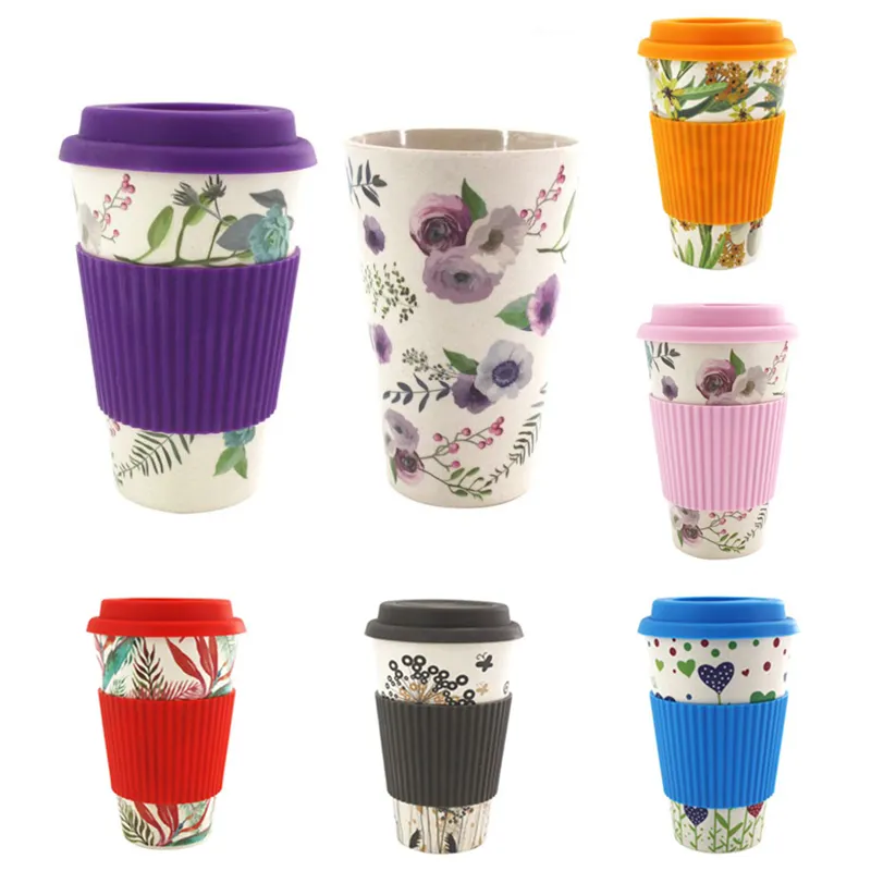 BiodegradableEco-Friendly Bamboo Fiber Coffee Mug Travel Mug With Lid Portable Beer Mugs Tea Cups Milk Cup for Christmas Gifts